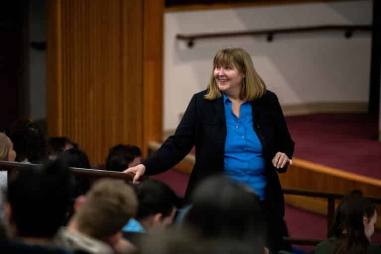 Sandy Caron in classroom