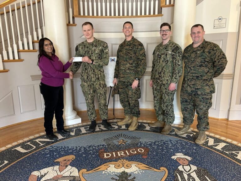 ROTC cadets donating check